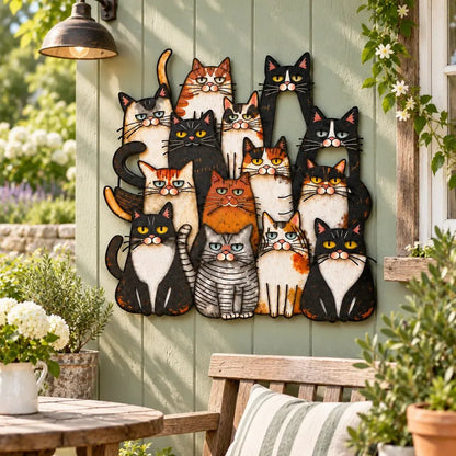 ⏰LAST DAY 50% OFF - 😻🐾Whimsical Cat Family Metal Wall Art