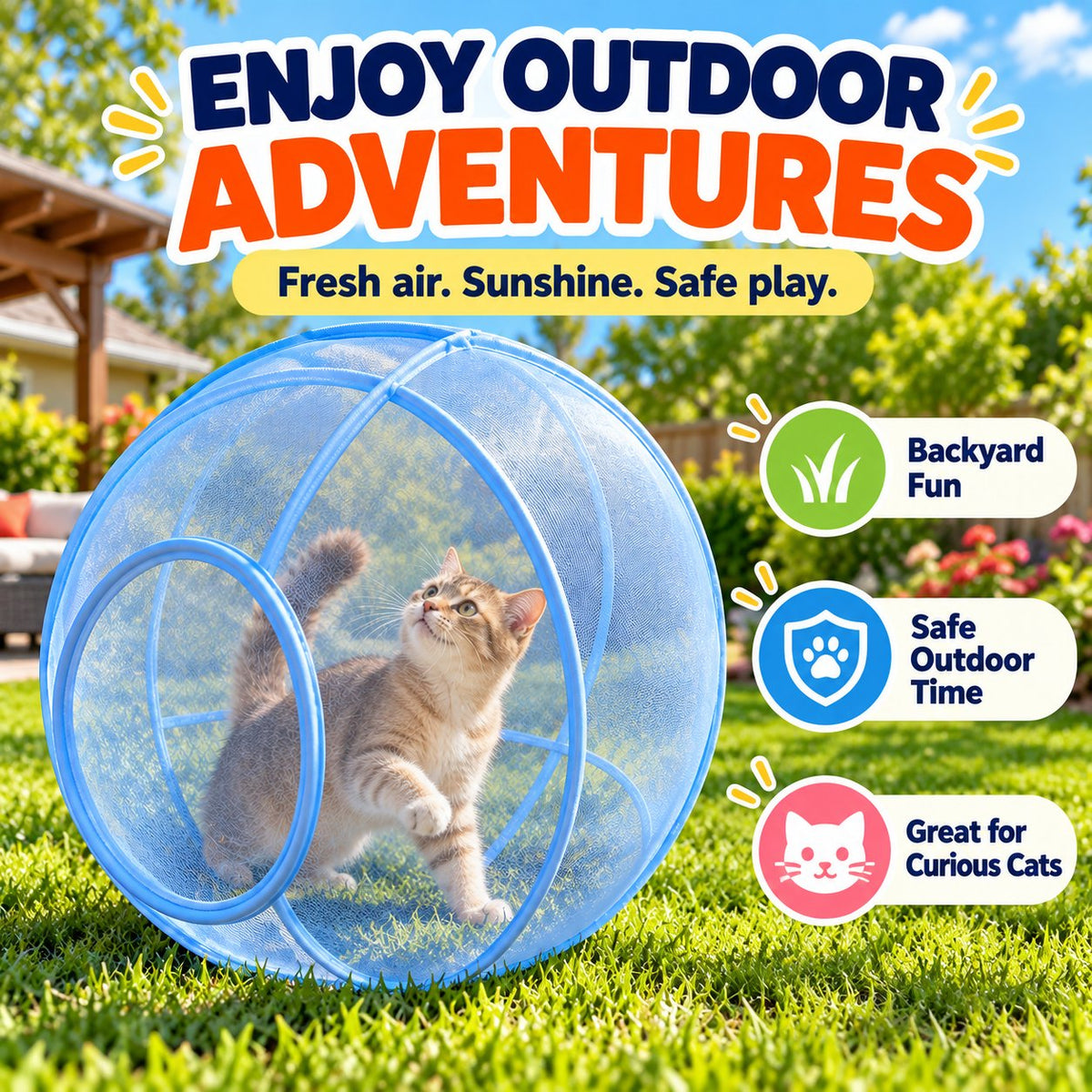 🐱🌿 Outdoor Cat Mesh Play Ball — Safe Outdoor Fun for Your Furry Friend! ☀️✨