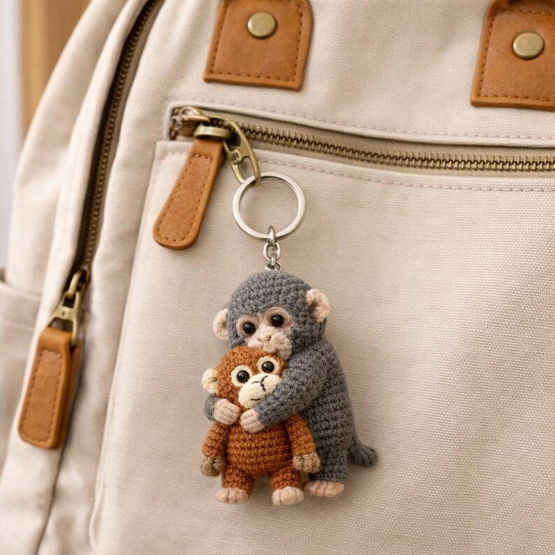💕Crochet Punch Monkey Keychain
