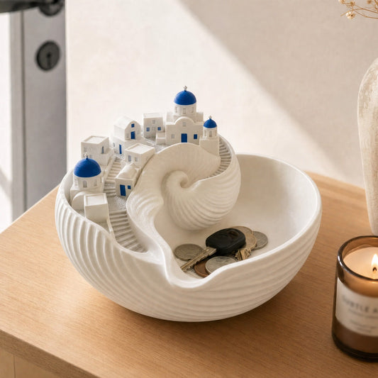 Santorini Catchall Coastal Seashell Key Bowl