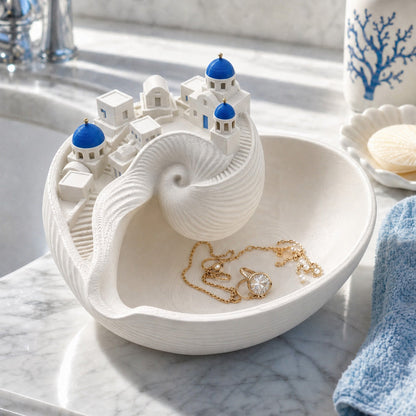 Santorini Catchall Coastal Seashell Key Bowl
