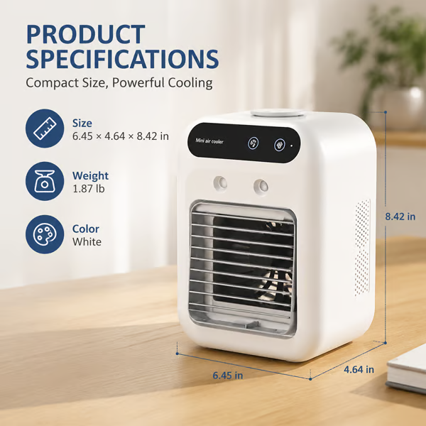 ❄️ Portable Mini Air Conditioner with Humidifier — 20°C Cooling 🔥