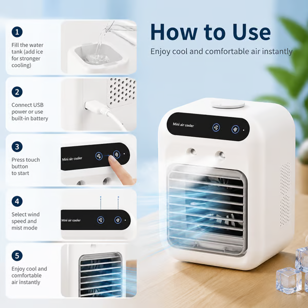 ❄️ Portable Mini Air Conditioner with Humidifier — 20°C Cooling 🔥