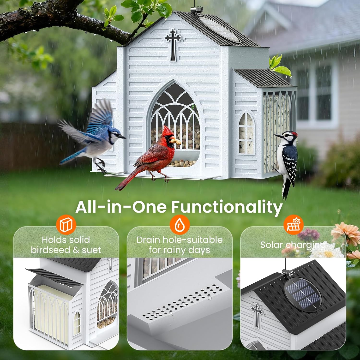 ✝️Last Day 50% OFF-🔥Church-Shaped Metal Solar Bird Feeder🎁Buy 2 Free Shipping