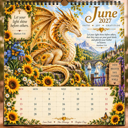🔥🔥LAST DAY 50% OFF - 🐉📖2027 Dragon Seasons of Faith Calendar – 12 Fantasy Dragons, Scripture & Seasonal Christian Art