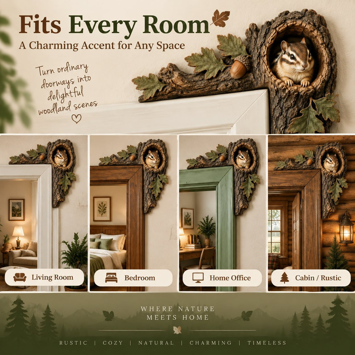 🎅 2026 Christmas Gift 50% Off--⏰LAST DAY 50% OFF 🐿️ 3D Chipmunk Tree Hollow Door Topper | Woodland Animal Doorway Decor For Cozy Nature Homes