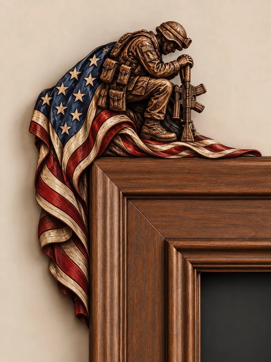 ❤️‍🔥❤️‍🔥Patriotic American Flag & Cross &Veteran Door Frame Corner Decor