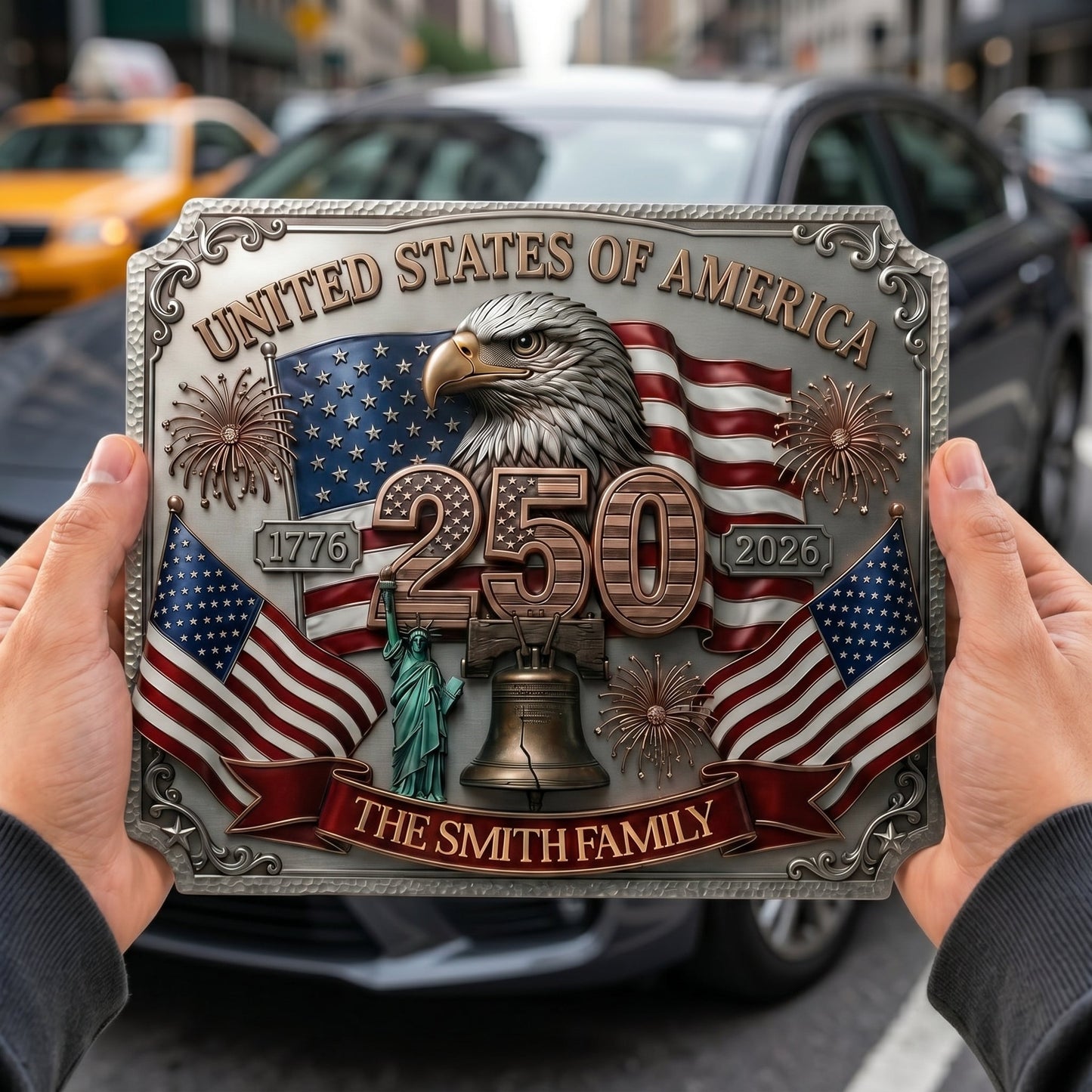 Personalized USA 250th Anniversary (1776-2026) Magnetic Car Emblem