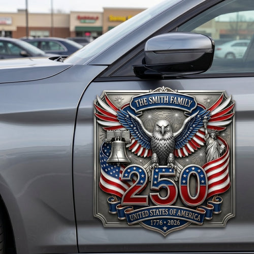Personalized USA 250th Anniversary Family Magnetic Car Emblem