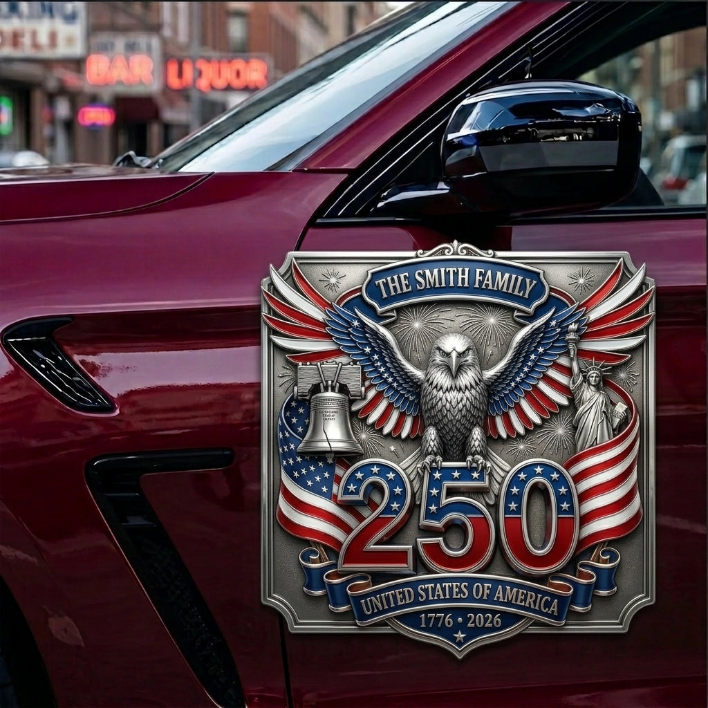 Personalized USA 250th Anniversary Family Magnetic Car Emblem