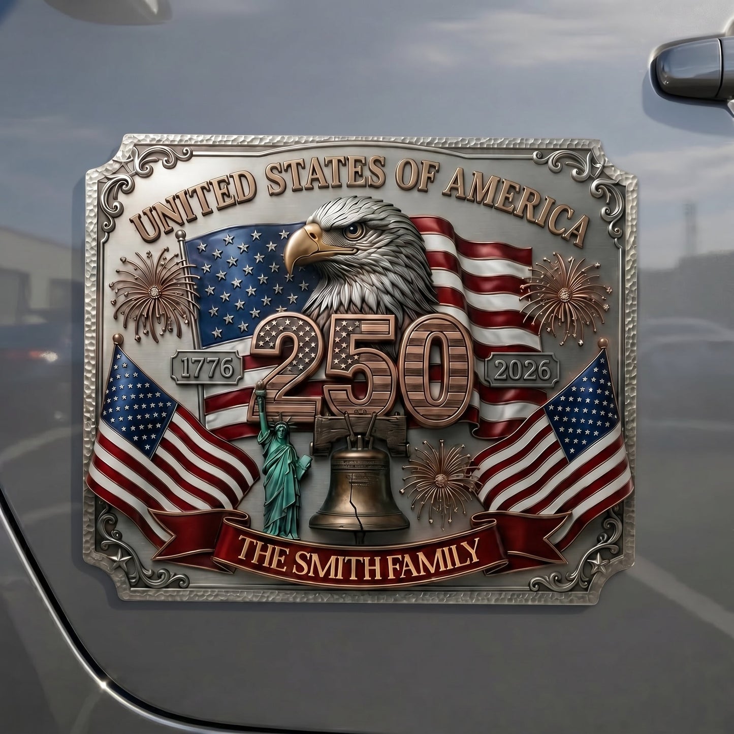 Personalized USA 250th Anniversary (1776-2026) Magnetic Car Emblem