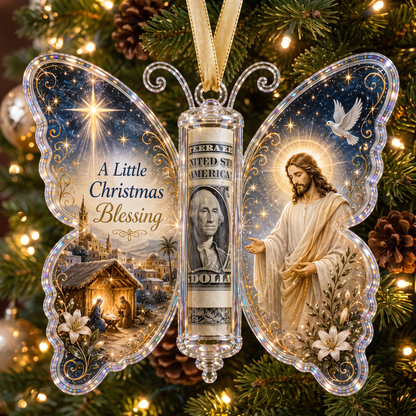🦋 Butterfly Christmas Money Gift Ornament