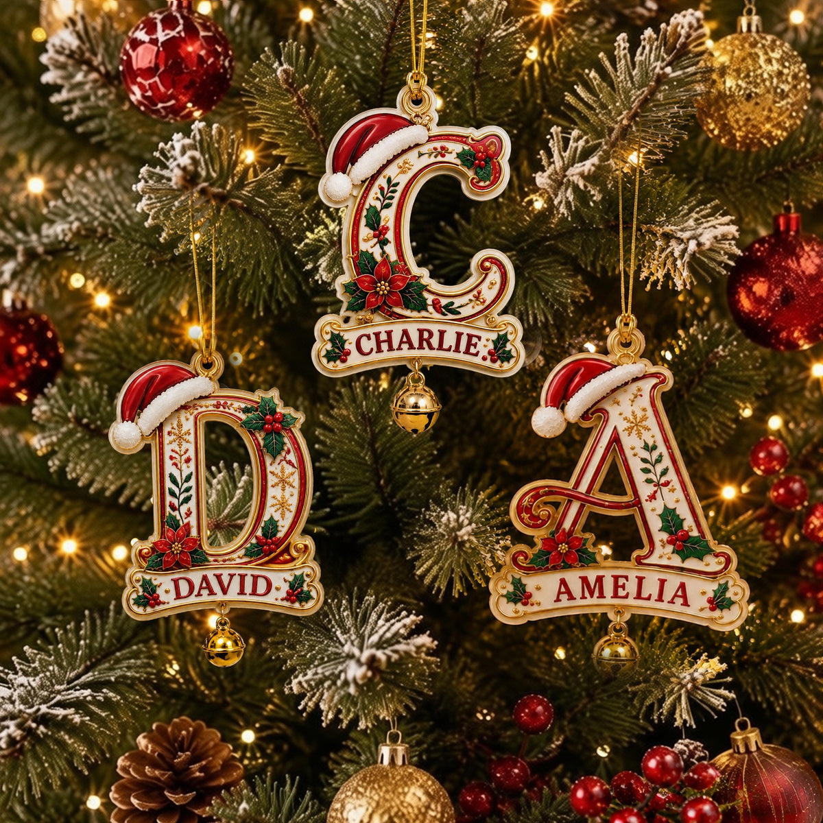 Personalized Christmas Initial Ornament – Custom Name Keepsake