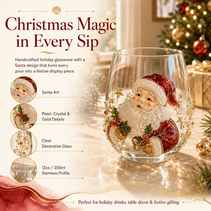 🎄🎄✨  Christmas Glass Art Cup | Luxury Holiday Glassware for Drinks, Decor & Christmas Gifts 🎁