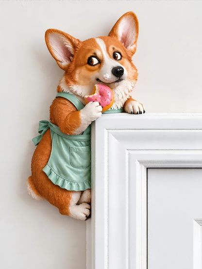 👀Adorable Corgi Door Frame Decor Funny Corner Wall Art