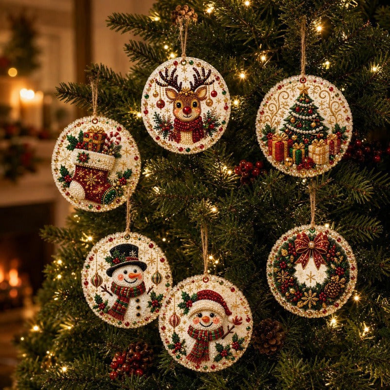 🎄👻 ✨ 60,000+ Sold🏵️6 Pcs Christmas DIY Diamond Painting Ornaments