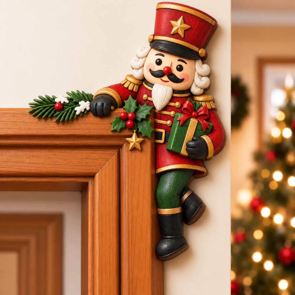 Christmas Peekaboo Door Frame Corner Decor