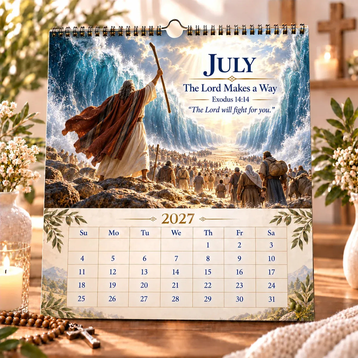 ✝️ 2027 Bible Verses for Strength Wall Calendar | 12 Months of Scripture-Inspired Themes, Biblical Artwork & Daily Faith for Home, Office & Prayer Spaces 📖