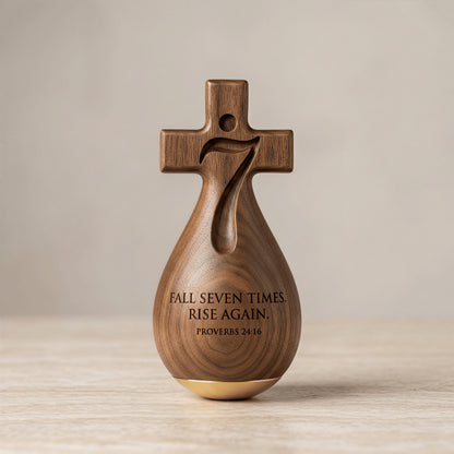 ✝️✝️Proverbs 24:16 – ✨Solid Wood Faithful Roly-Poly Ornament