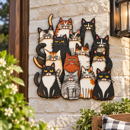 ⏰LAST DAY 50% OFF - 😻🐾Whimsical Cat Family Metal Wall Art