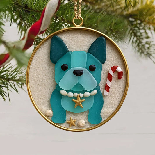 Handmade Dog Christmas Ornament – Sea Glass Pet Memorial Gift