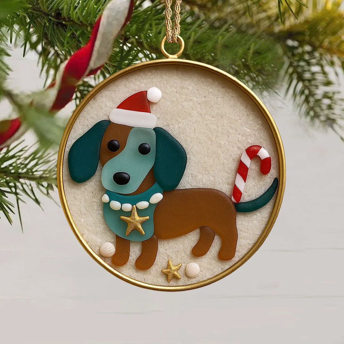 Handmade Dog Christmas Ornament – Sea Glass Pet Memorial Gift