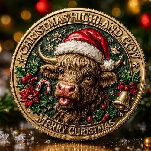 Christmas Highland Cow Challenge Coin
