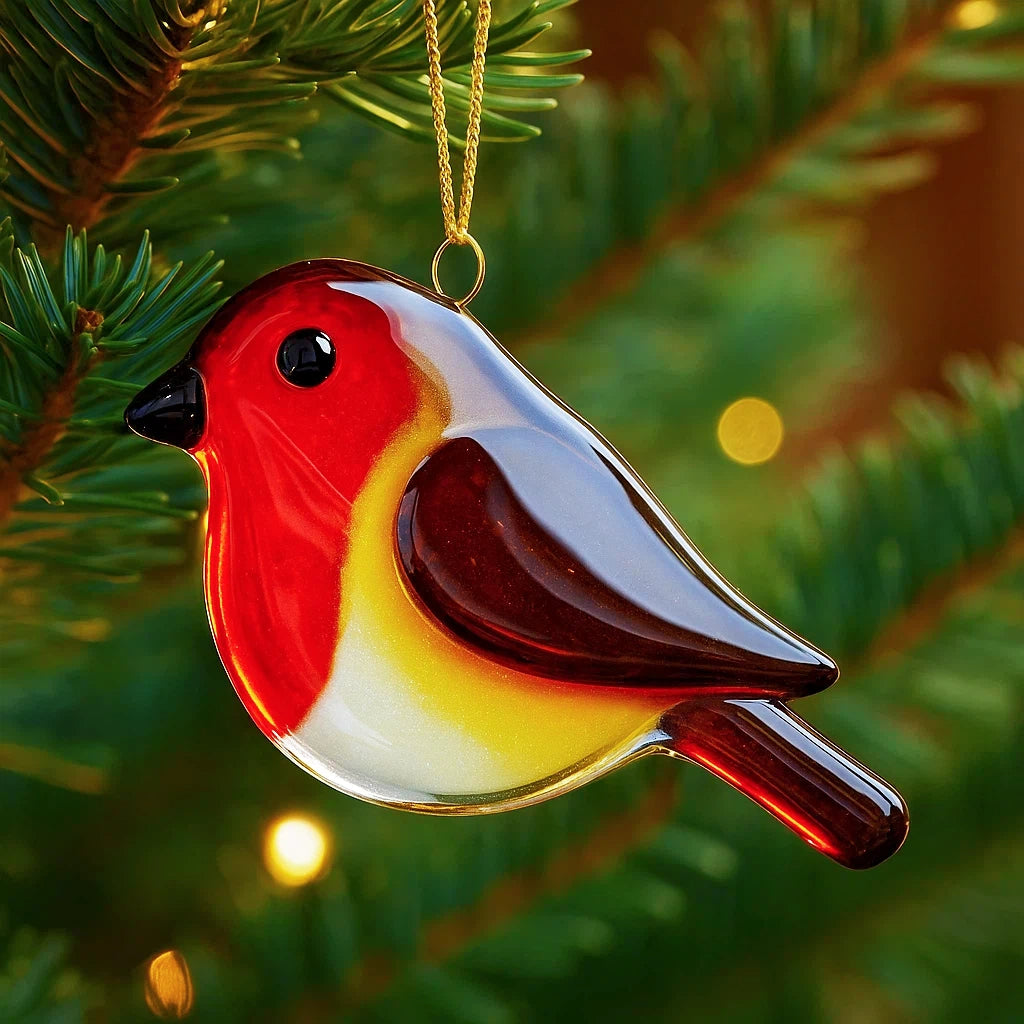 Fused Glass Birds Ornament