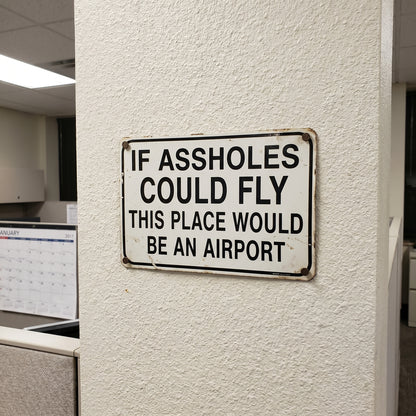 Funny "If Assholes Could Fly" Vintage Metal Sign – Hilarious Man Cave Wall Decor ✈️😂