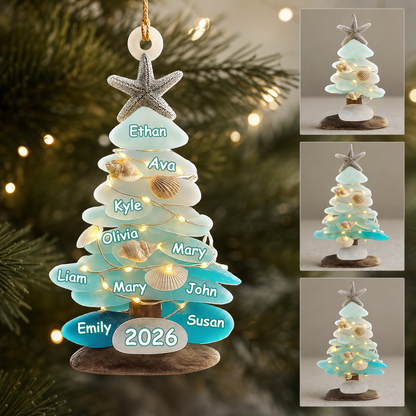 Family Sea Glass Christmas Tree - Personalized Family Ornament