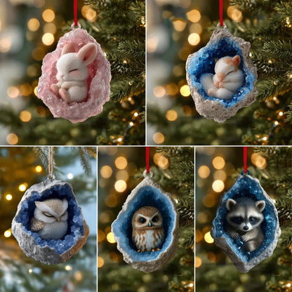 🎄Sleeping Woodland Animals Christmas Ornament