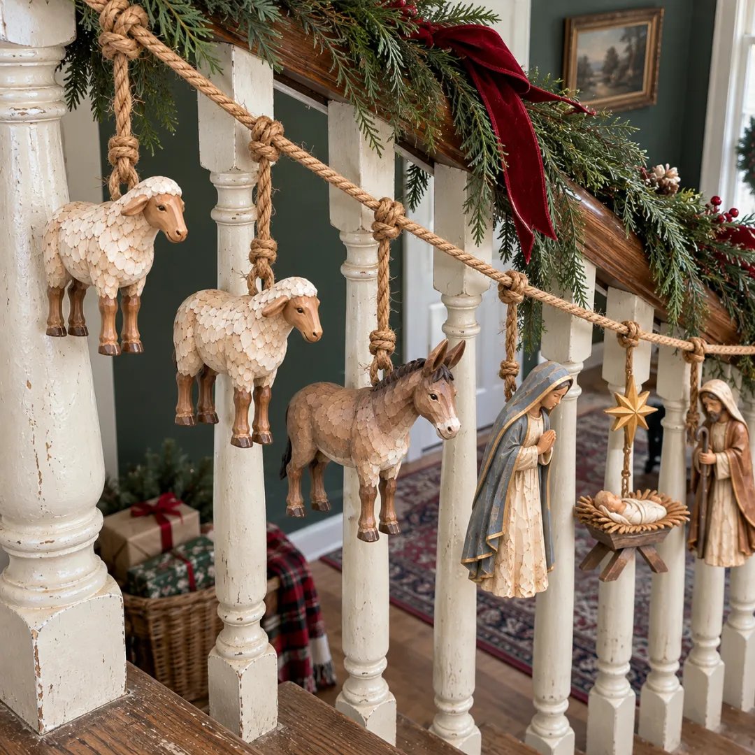 🌹✝️🎄Handcrafted Wooden Nativity Garland(📦Buy 2 Free Shipping)