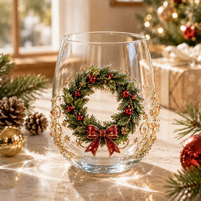 🎄🎄✨  Christmas Glass Art Cup | Luxury Holiday Glassware for Drinks, Decor & Christmas Gifts 🎁