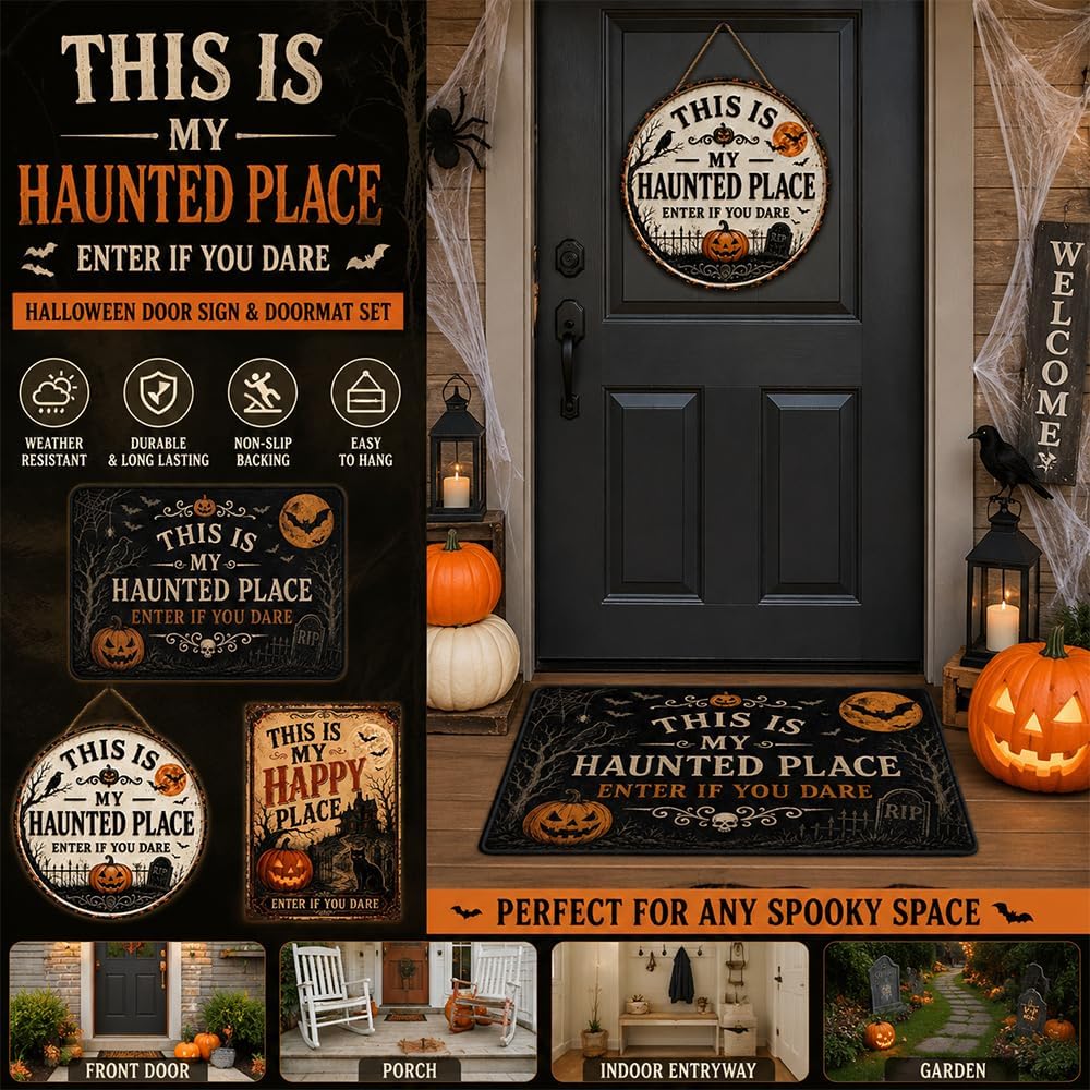 🎃🦇 Welcome to Your Haunted Haven: This Is My Haunted Place Halloween Door Sign