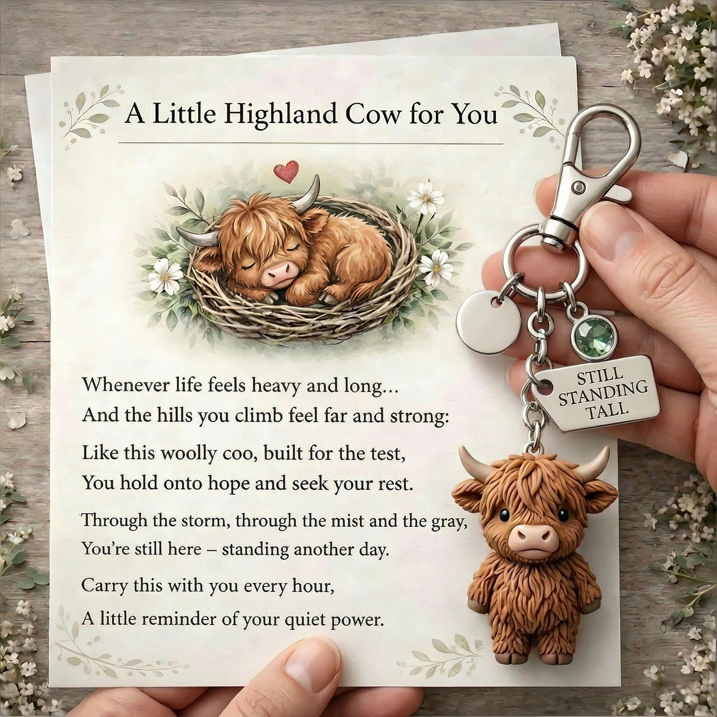 🐮❤️A Little Highland Cow For You Keychain: Your Daily Reminder of Quiet Strength