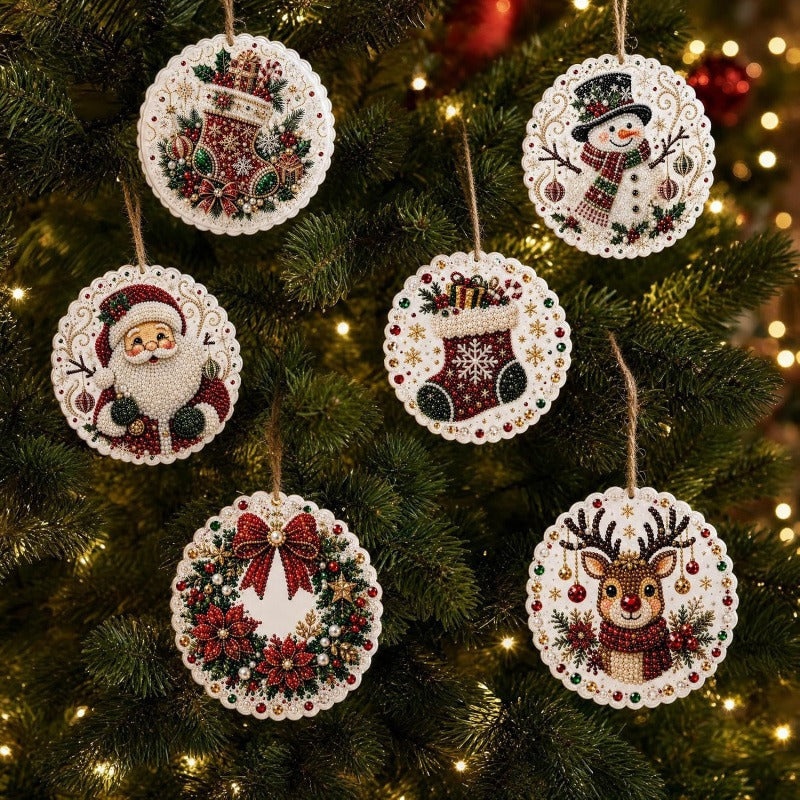🎄👻 ✨ 60,000+ Sold🏵️6 Pcs Christmas DIY Diamond Painting Ornaments
