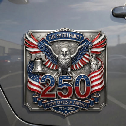 Personalized USA 250th Anniversary Family Magnetic Car Emblem