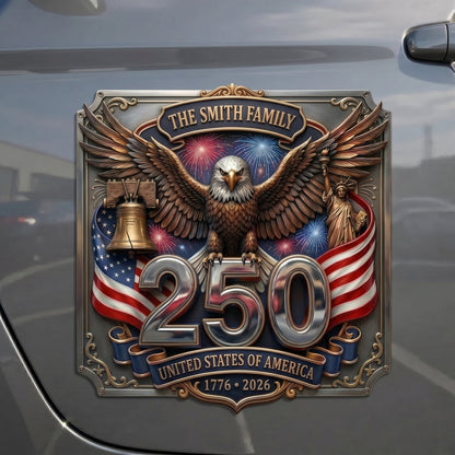 Personalized USA 250th Anniversary Family Magnetic Car Emblem