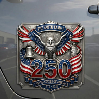 Personalized USA 250th Anniversary Family Magnetic Car Emblem