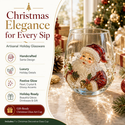 🎄🎄✨  Christmas Glass Art Cup | Luxury Holiday Glassware for Drinks, Decor & Christmas Gifts 🎁