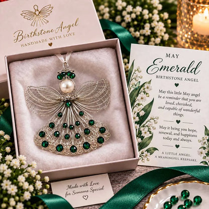 ⏳ Last Day 50% OFF – 👼Handmade Birthstone Angel Wire Ornament |12 Meaningful Birthstone Colors with Keepsake Card ✨