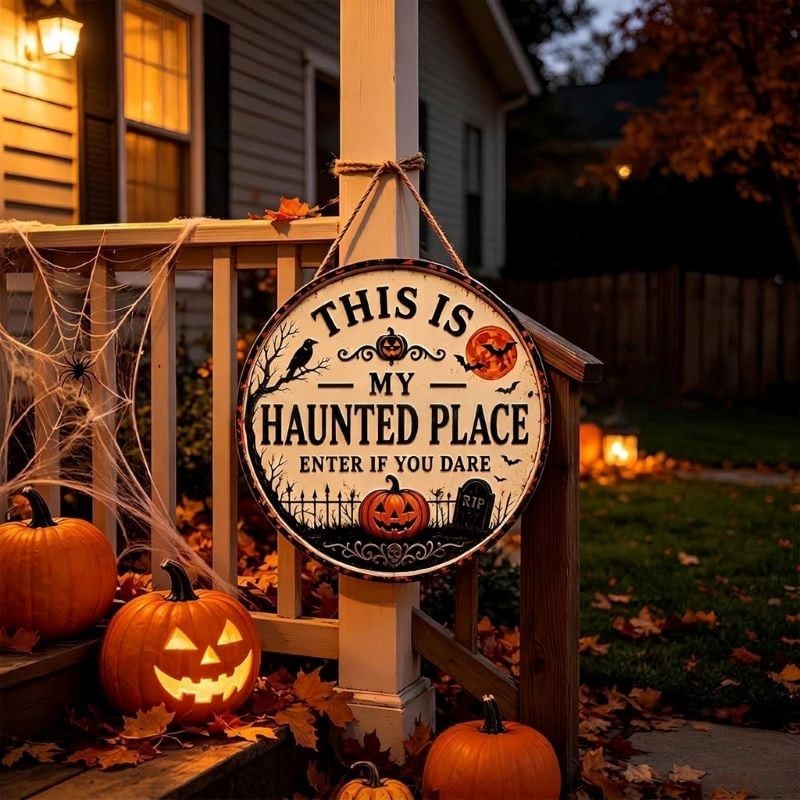 🎃🎃🦇 Welcome to Your Haunted Haven: This Is My Haunted Place Halloween Door Sign
