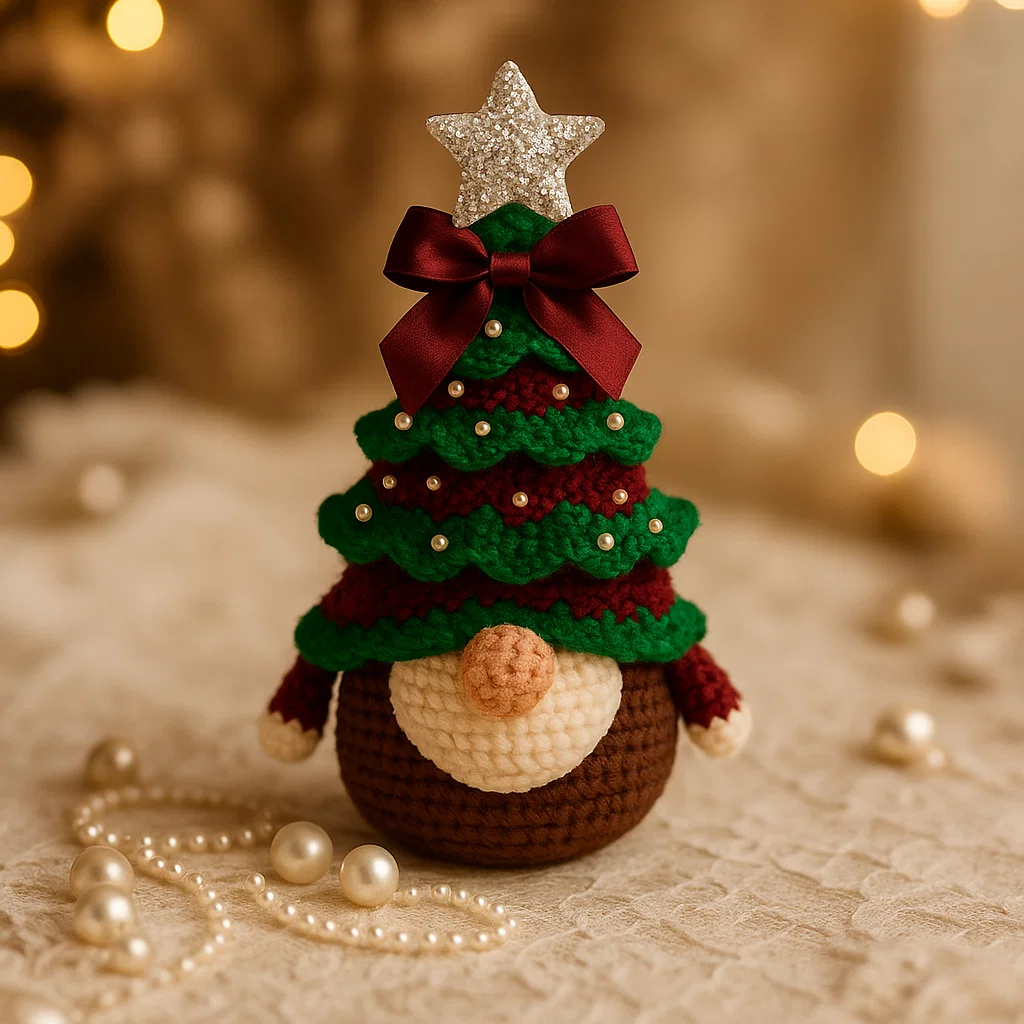 Handmade Crochet Christmas Tree Gnome