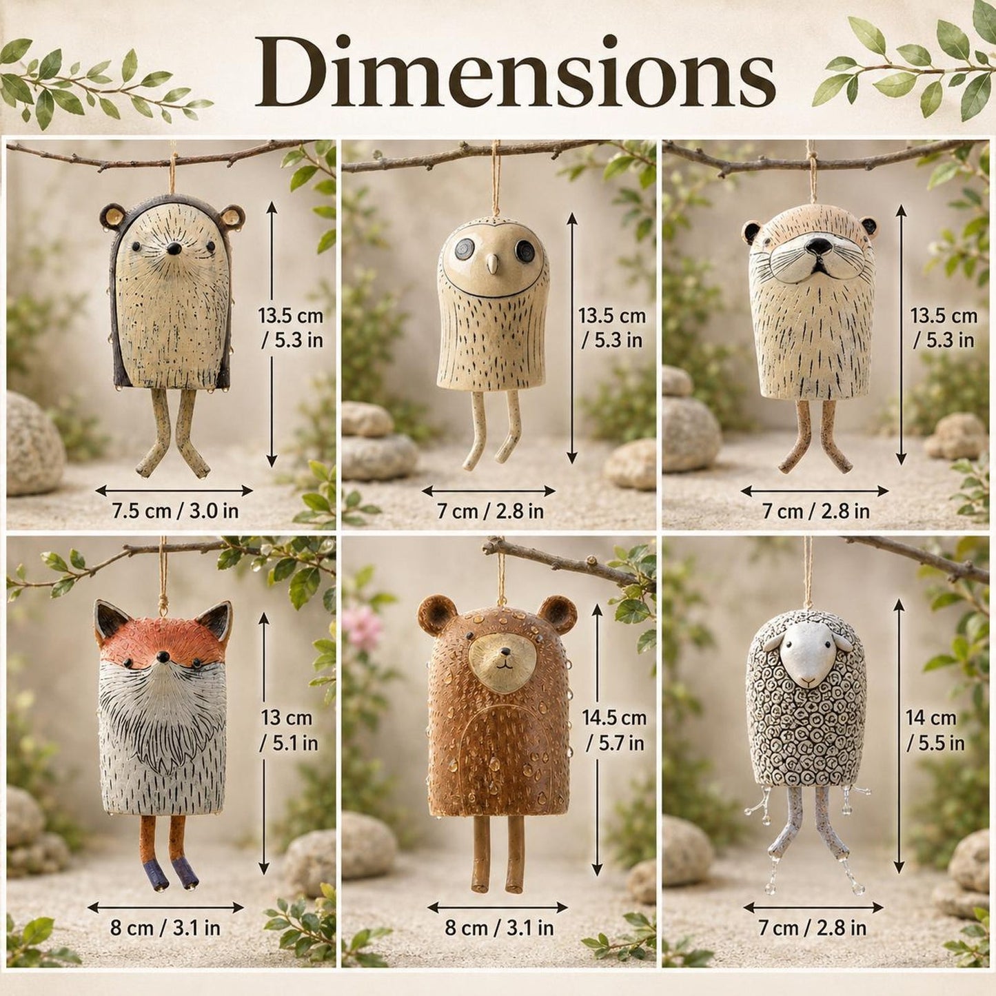 🎐🎐Handmade Whimsical Animal Wind Chime Ornaments