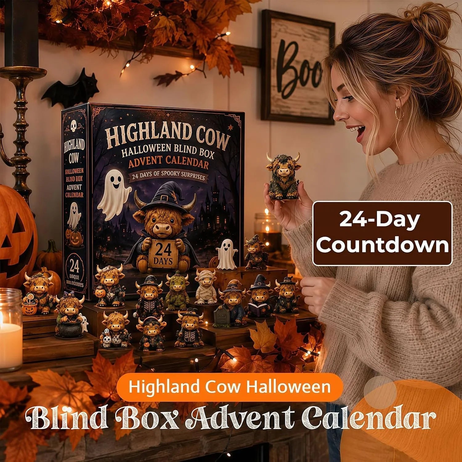 🎅🎅 2026 Christmas Gift 50% Off--🐮2026 Highland Cow Halloween Countdown Calendar