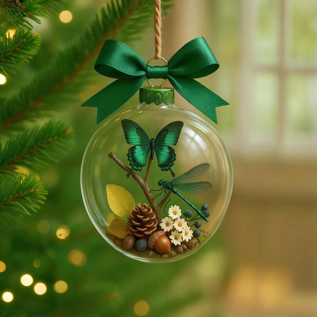 Enchanted Butterfly & Dragonfly Glass Ornament