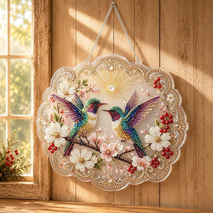 ✨🐦Beginner-Friendly-🐦Cardinals & Sunrise Diamond Art Hanging Ornament Kit