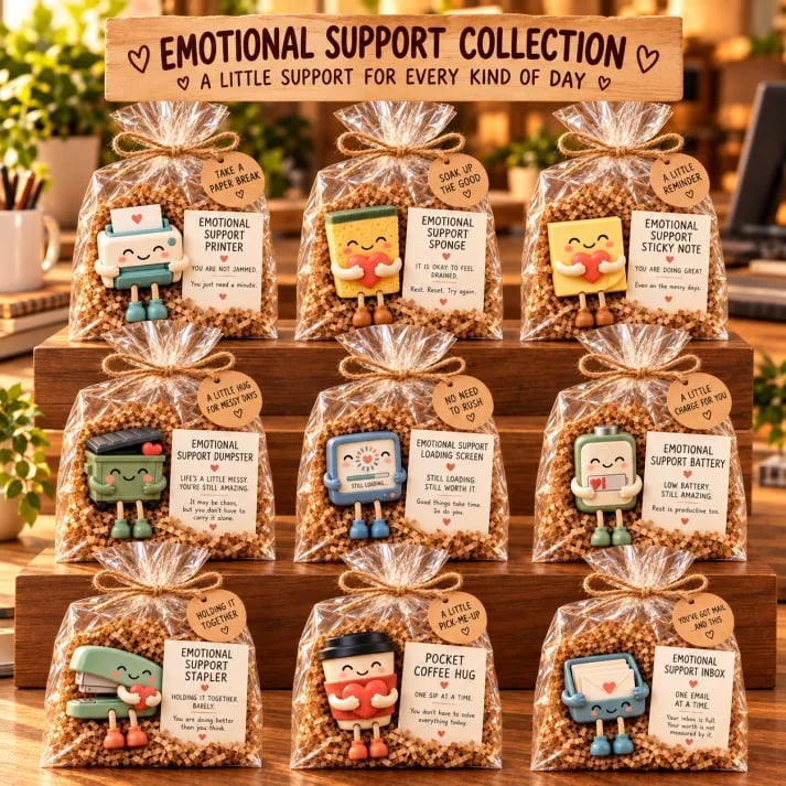 💖 Emotional Support Desk Companions 🎁 Funny Coworker Gift with Encouraging Message Card