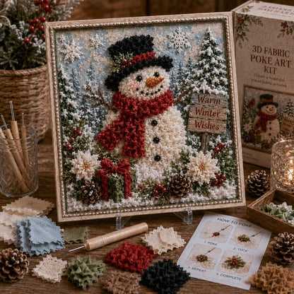 🔥🔥 LAST DAY 50% OFF – 🎄🧵 Premium 3D Christmas Fabric Poke Art Kit | No-Sew Holiday Craft with Pre-Punched Board, Fabric Squares & Display Stand 🎅✨