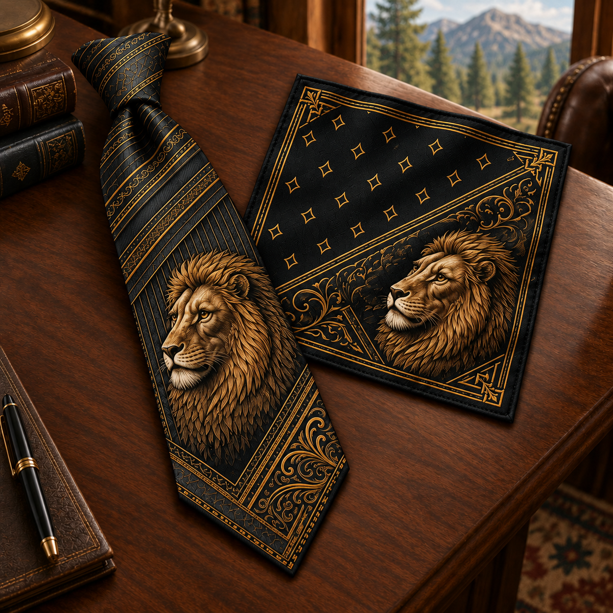 Personalized American Heritage Standard Self-Tie Necktie & Pocket Square Set 🇺🇸🦅